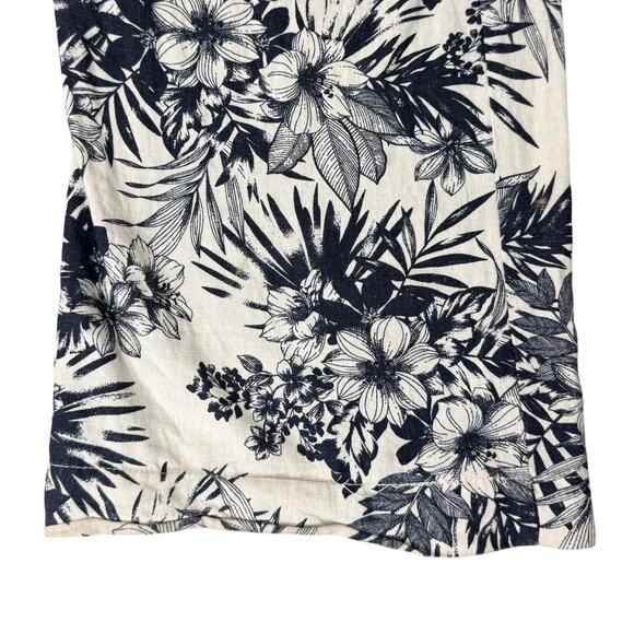 Beau Dawson Blue White Floral Linen Blend Wide Leg Tie Front Pants size M 8-10 - Picture 10 of 12